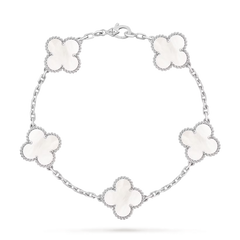 VCA-Vintage Alhambra bracelet, 5 motifs-white