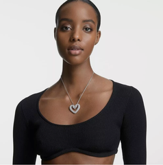 Swar*vski - Una Heart Chain Gooseneck White Rhodeum Plated Neckless 5626176