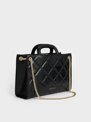 Charles & Ke*th - Apfra Quilted Chain-Handle Bag - Black