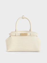 Charles & Ke*th -Aurelia Croc-Effect Metallic-Accent Elongated Tote - Cream-ON SALE
