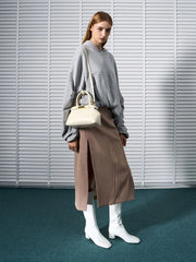 Charles & Ke*th -Aurelia Croc-Effect Metallic-Accent Elongated Tote - Cream-ON SALE