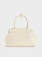Charles & Ke*th -Aurelia Croc-Effect Metallic-Accent Elongated Tote - Cream-ON SALE