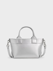 Charles & Ke*th - Atwood Crinkle-Effect Chain-Embellished Tote Bag - Silver
