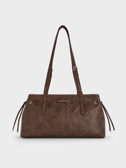 Charles & Ke*th -Noane Elongated-Handle Shoulder Bag - Distressed Coffee