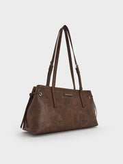 Charles & Ke*th -Noane Elongated-Handle Shoulder Bag - Distressed Coffee