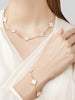 VCA-Vintage Alhambra bracelet, 5 motifs, 18K yellow gold Plating , white mother-of-pearl.