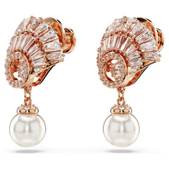 Swar*vski -Idyllia drop earrings Crystal pearl, Shell, White, Rose gold-tone plated-5689196