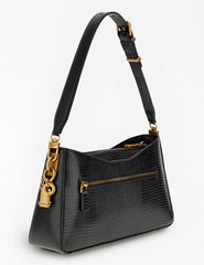 GUES* - Ginevra python-print shoulder bag-BLACK