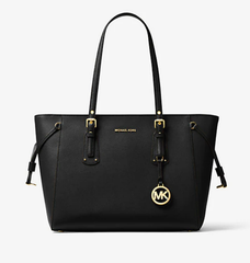MICHA*L KORS - Voyager Medium Crossgrain Leather Tote Bag - Black