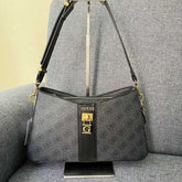 GUES* - Ginevra Logo Elite Shoulder Handbag-BLACK LOGO