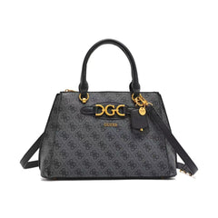GUES*-Malva Girlfriend Black Satchel Bag - BLACK LOGO