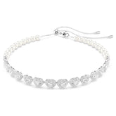 Swar*vski -Tennis choker-Mixed cuts, Crystal pearl, Heart, White, Rhodium plated -5720861