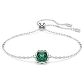 Swar*vski -Birthstone bracelet Square cut, May, Green, Rhodium plated-5710516