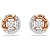 Swar*vski -Dextera stud earrings Round cut, White, Rose gold-tone plated-5692258