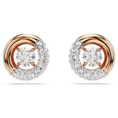 Swar*vski -Dextera stud earrings Round cut, White, Rose gold-tone plated-5692258