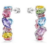 Swar*vski -Gema hoop earrings Asymmetrical design, Mixed cuts, Small, Multicolored, Rhodium plated-5692412-Delivery After 10th Mahram