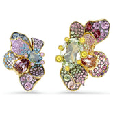 Swar*vski -Idyllia clip earrings Asymmetrical design, Mixed cuts, Pavé, Flower, Multicolored, Gold-tone plated-5709957