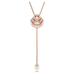 Swar*vski -Idyllia Y pendant Crystal pearl, Shell, White, Rose gold-tone plated-5680299