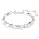 Swar*vski -Matrix Tennis bracelet Crystal pearl, Round cut, White, Rhodium plated 5689625
