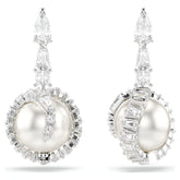 Swar*vski -Snake drop earrings Crystal pearl, Mixed cuts, Year of the Snake, White, Rhodium plated-5714668