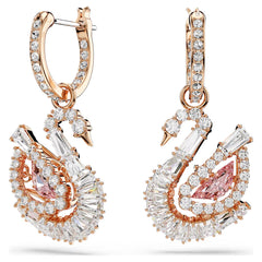 Swar*vski -Swan drop earrings Pavé, Swan, Pink-5732415