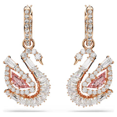 Swar*vski -Swan drop earrings Pavé, Swan, Pink-5732415