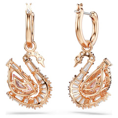 Swar*vski -Swan drop earrings Pavé, Swan, Pink-5732415