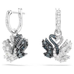 Swar*vski -Swan drop earrings Swan, Black, Mixed metal finish 5705728