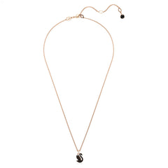 Swar*vski -Swan pendant Swan, Small, Black, Rose gold-tone plated-5678046