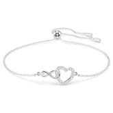 Swar*vski -Infinity bracelet-Infinity and heart, White, Rhodium plated-5524421