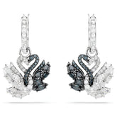 Swar*vski -Swan drop earrings Swan, Black, Mixed metal finish 5705728