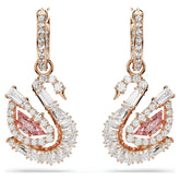Swar*vski -Swan drop earrings Pavé, Swan, Pink-5732415