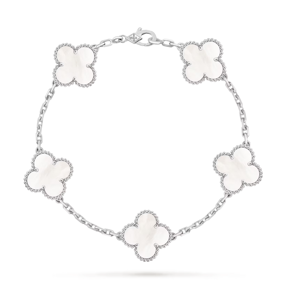 VCA-Vintage Alhambra bracelet, 5 motifs-white