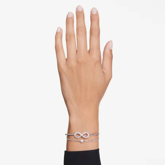 Swar*vski -Hyperbola Rhodium Plated Infinity Bangle-5684049