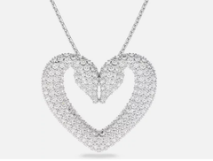 Swar*vski - Una Heart Chain Gooseneck White Rhodeum Plated Neckless 5626176 