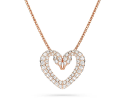 سوارفسكي - قلادة سابليم - قلب، متوسط، أبيض، مطلية بذهب وردي - 5628657 