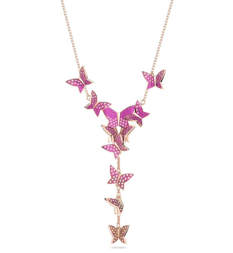 Swar*vski -Idyllia Lilia Y necklace Butterfly, Pink, Rose gold-tone plated - 5636420