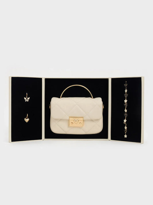 Charles & Ke*th - Quilted Boxy Top Handle Bag - Cream