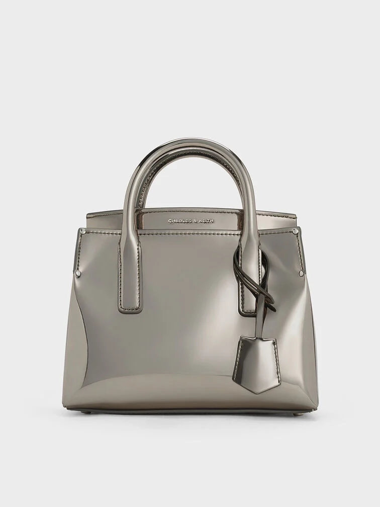 Charles & Ke*th - Rene Structured Top Handle Bag - Pewter