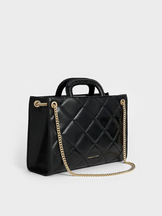 Charles & Ke*th - Apfra Quilted Chain-Handle Bag - Black
