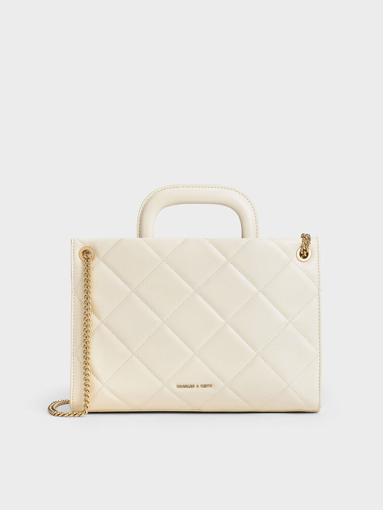 Charles & Ke*th -Apfra Quilted Chain-Handle Bag - Cream