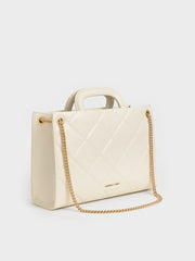 Charles & Ke*th -Apfra Quilted Chain-Handle Bag - Cream