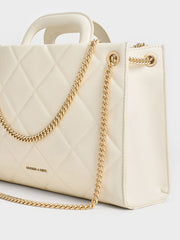 Charles & Ke*th -Apfra Quilted Chain-Handle Bag - Cream