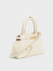 Charles & Ke*th -Aurelia Croc-Effect Metallic-Accent Elongated Tote - Cream-ON SALE