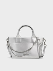 Charles & Ke*th - Atwood Crinkle-Effect Chain-Embellished Tote Bag - Silver