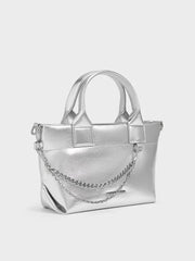 Charles & Ke*th - Atwood Crinkle-Effect Chain-Embellished Tote Bag - Silver