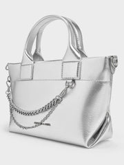 Charles & Ke*th - Atwood Crinkle-Effect Chain-Embellished Tote Bag - Silver