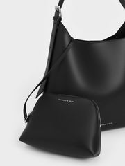 Charles & Ke*th - Hertha Trapeze Slouchy Hobo Bag - Noir-Delivery After 1st