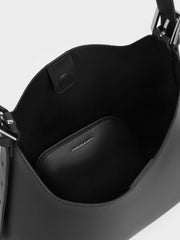 Charles & Ke*th - Hertha Trapeze Slouchy Hobo Bag - Noir-Delivery After 1st