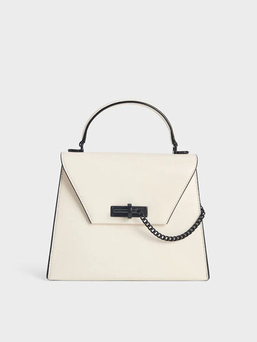 Charles & Ke*th -Samantha Envelope Top Trapezoid Handbag - Cream-ON SALE